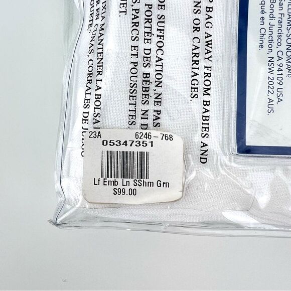 Williams Sonoma Embroidered Linen Leaf Pillowcase Standard White Green - Picture 3 of 6